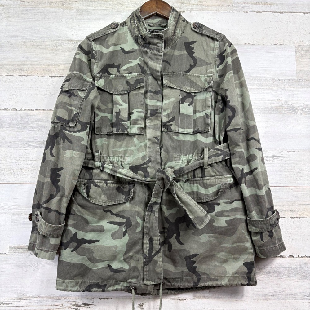 Forever 21 Camo Field Jacket Womens Small Green Utility Grunge Indie Military